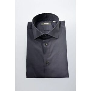 Baldinini Trend Cotton Casual Shirt with Classic Collar Men Black Shirts